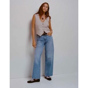 American Eagle Stovepipe Jeans Womens 16 Short Blue Wide Leg Stretch Medium Wash